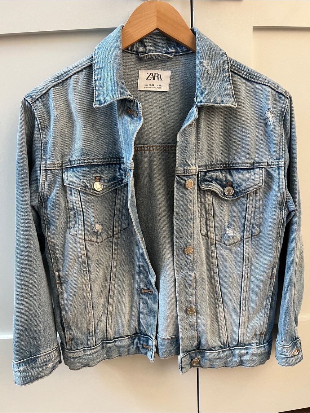 ZARA Light Blue Distressed Denim Jacket
